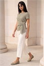 Sage Petite Textured Side Tie Stretch Top, Image 2 of 4