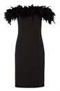 Black Feather Trim Bardot Dress, Image 4 of 4