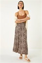 Chocolate Abstract Diamond Print Midi Skirt, Image 3 of 6