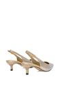 Gold XY LONDON Gold Slingback Court Shoes Pointed Kitten Heels With Crystal Details, Image 4 of 6