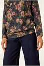 Purple Floral Print Drop Shoulder Stretch Top, Image 5 of 5