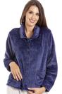 Navy Camille Lingerie Navy Button Up Rose Embossed Bed Jacket, Image 2 of 5
