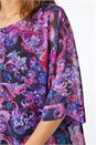 Purple Paisley Print Chiffon Overlay Top, Image 5 of 5