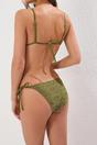 Khaki Textured Triangle Bikini Set with Tie Side Detail, Image 3 of 3