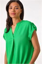 Green Pleated Notch Neck Top, Image 4 of 5