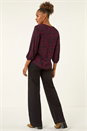 Wine Abstract Spot Print Top, Image 3 of 5