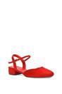 Red XY LONDON Red 'Hilary' Low Block Heel Court Shoes With Ankle Strap, Image 2 of 5