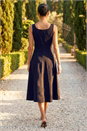 Black Square Neck Midi Dress , Image 3 of 4