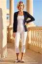 Navy  Lace Trim Knit Cardigan, Image 2 of 4