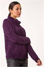 Plum Cowl Neck Chenille Knit Jumper, Image 4 of 5