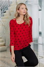 Red Julianna Spot Print Pleated Asymmetric Top, Image 3 of 3