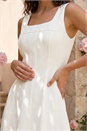 Ivory  Square Neck Midi Dress , Image 4 of 4