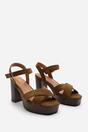 Khaki 'Yvette' Cross Over Platform Sandals, Image 4 of 7