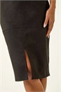 Black Faux Suede Pencil Stretch Skirt, Image 5 of 5