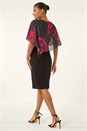 Black Floral Overlay Premium Stretch Dress, Image 3 of 5