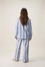Light Blue Stripe Cotton V Neck Pyjama Trouser Set, Image 3 of 4