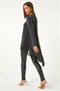Silver Metallic Print Chiffon Hem Stretch Top, Image 3 of 5