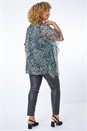 Green Curve Ditsy Print Chiffon Top , Image 3 of 5