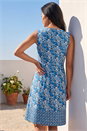 Blue Petite Floral Pleat Front Pocket Dress, Image 3 of 4