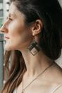 Black Square Wire-Wrapped Drop Earrings, Image 2 of 3