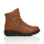 Tan AJVANI Tan Low Wedge Comfort Button Ankle Boots, Image 2 of 6