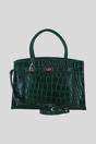 Green Real Leather Structured Handbag with Detachable Strap, Image 1 of 4