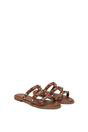 Brown Slip On Sandals With Peal Studded Straps, Image 3 of 6