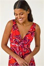 ORANGE Abstract Print V-Neck Stretch Dress, Image 4 of 5