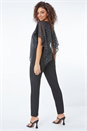 Black Petite Sparkle Chiffon Overlay Jumpsuit, Image 3 of 5