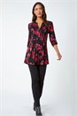 Fuchsia Paisley Print Pintuck Stretch Top, Image 2 of 5