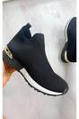 Black iKrush Black Jessi Slip On Sock Wedge Trainers, Image 8 of 8