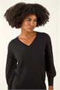 Black Longline Knitted Jumper Dress, Image 4 of 5