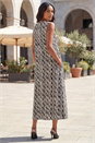 Black Geo Print Pocket Midi Dress, Image 3 of 4