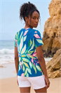 Green Floral Print Stretch Top, Image 3 of 4