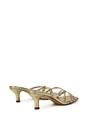 Gold XY LONDON Gold 'Dream' Strappy Square Toe Kitten Heel Slip on Mule Sandals, Image 4 of 5