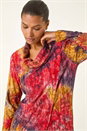 Red Textured Burnout Cowl Neck Top, Image 1 of 5