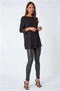 Black Plain Lace Trim Stretch Top, Image 2 of 5