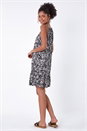 Black Ditsy Floral Frill Hem Dress, Image 3 of 5