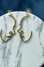 Gold Face Profile Drop Earrings, Image 2 of 3
