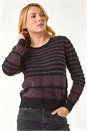 Black Dusk Metallic Fluffy Stripe Knit Jumper, Image 4 of 5