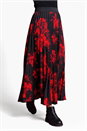 Red Floral Print Pleated Maxi Skirt, Image 1 of 4