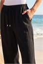 Black Cropped Linen Blend Trouser, Image 4 of 4