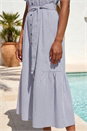 Blue Stripe Tie Waist Midi Dress, Image 4 of 4
