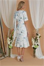 Light Blue  Julianna Scuba Dress With Scarf, Image 2 of 4