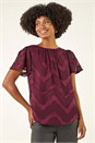 Wine Jacquard Zig Zag Top, Image 4 of 5