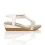 White AJVANI White Mid Wedge Diamante Slingback Sandals, Image 2 of 6