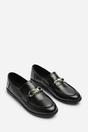 Black Freyja Knot Trim Hardware Detail Flat Loafers, Image 4 of 6