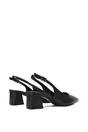 Black XY LONDON Black 'Devon' Court Shoe Block Heels With Slingback, Image 6 of 6