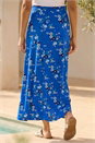 Royal Blue Diagonal Ditsy Floral Print Skirt, Image 3 of 4