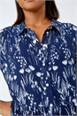 Navy  Floral Print Midi Shirt Dress, Image 4 of 5